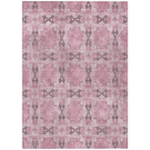 10' X 14' Pink Floral Medallion Washable Non Skid Indoor Outdoor Area Rug